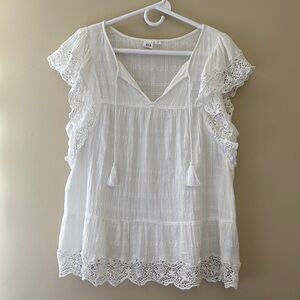 GAP White Lace Trim Blouse